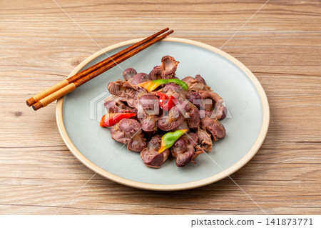 spicy Stir Fried Chicken Gizzards Chili Braised Poultry Giblets Hot Asian Gourmet Snack 141873771
