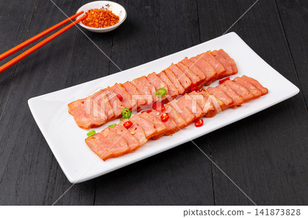 traditional Chinese Chicken Meat Rolls Sliced Steamed Seasoned Poultry Loaf Ham traditional Chinese Chicken Meat Rolls Sliced Steamed Seasoned Poultry Loaf Ham 141873828