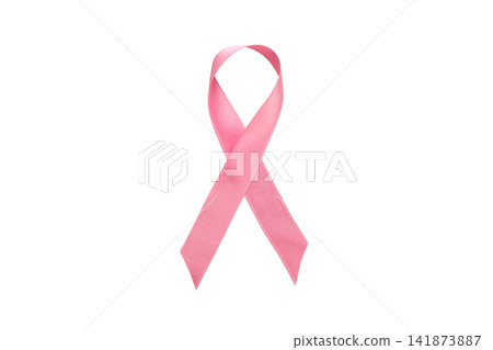 Pink ribbon for breast cancer awareness, isolated, PNG Pink ribbon for breast cancer awareness, isolated, PNG 141873887