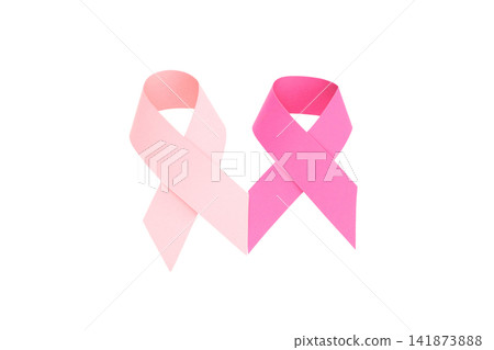 Two pink ribbons for breast cancer awareness, isolated, PNG Two pink ribbons for breast cancer awareness, isolated, PNG 141873888