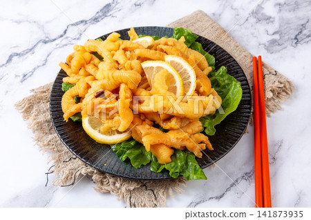 boneless Lemon Chicken Feet Sliced Tangy Citrus Marinated Poultry Paws Spicy Sour Appetizer boneless Lemon Chicken Feet Sliced Tangy Citrus Marinated Poultry Paws Spicy Sour Appetizer 141873935