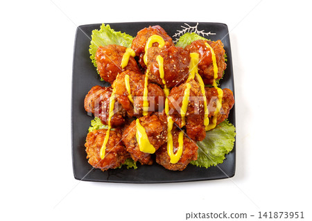 honey Mustard Korean Fried Chicken Glazed Crispy Crunchy Deep Fried Poultry Glaze Sauce honey Mustard Korean Fried Chicken Glazed Crispy Crunchy Deep Fried Poultry Glaze Sauce 141873951