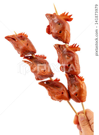 five-Spice Smoked Chicken Head, Traditional Chinese Braised Delicacy five-Spice Smoked Chicken Head, Traditional Chinese Braised Delicacy 141873979