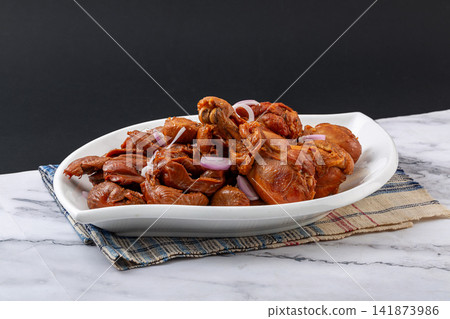 soy Braised Chicken Drumsticks and Gizzards Spiced Marinated Poultry Meat and Offal Platter soy Braised Chicken Drumsticks and Gizzards Spiced Marinated Poultry Meat and Offal Platter 141873986