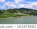 ◇Dam Park Ibakita (View from the Aigawa Dam crest road towards the suspension bridge) / Ibaraki City, Osaka Prefecture 141874082