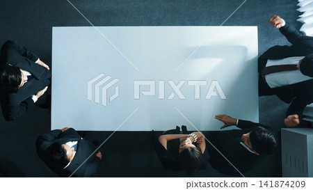 Team shaking hand and clapping hand to celebrate getting promotion. Directorate. 141874209