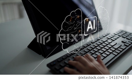 AI Brain Processing Data with Generative Artificial Intelligence Concept Muxer 141874353