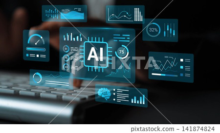 Futuristic Interface Showcasing Artificial Intelligence Analytics and Data Visualization with Graphs, Metrics, and Charts for Tech and Business Applications Gluon Futuristic Interface Showcasing Artificial Intelligence Analytics and Data Visualization with Graphs, Metrics, and Charts for Tech and Business Applications Gluon 141874824