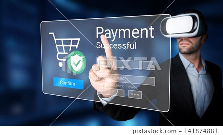 Virtual Reality Payment Confirmation with Shopping Cart Interface in a Modern Digital Environment Gluon Virtual Reality Payment Confirmation with Shopping Cart Interface in a Modern Digital Environment Gluon 141874881