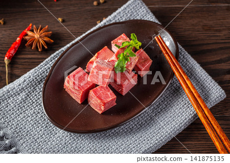 traditional Five Spice Cured Beef Shank Raw Sliced Marinated Beef Muscle Grain 141875135