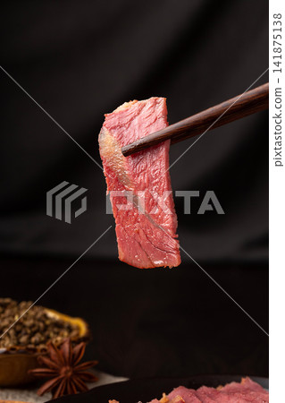 chinese traditional five spice beef shank, sliced and cubed braised beef meat appetizer chinese traditional five spice beef shank, sliced and cubed braised beef meat appetizer 141875138
