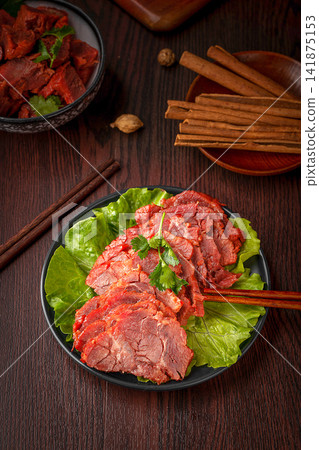 chinese traditional five spice beef, sliced and cubed braised beef shank in soy sauce chinese traditional five spice beef, sliced and cubed braised beef shank in soy sauce 141875153