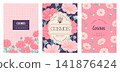 Cosmos flower background design set, A4 size ratio 141876424