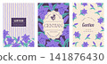Gentian flower background design set, A4 size ratio 141876430
