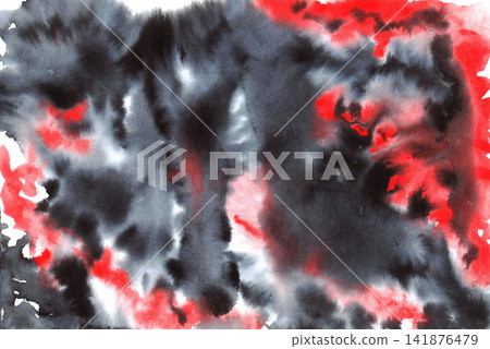 Abstract blurry black-red-white gouache texture, smoke, gloomy fog. Hand drawn stock illustration, background for design. Abstract blurry black-red-white gouache texture, smoke, gloomy fog. Hand drawn stock illustration, background for design. 141876479