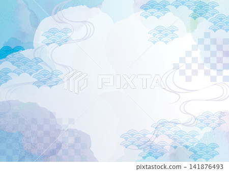 淺藍色水彩背景插圖 141876493