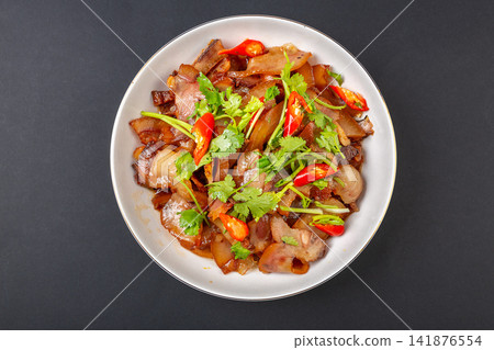 chinese Cold Sliced Pig Head Meat Salad with Cilantro and Fresh Chili chinese Cold Sliced Pig Head Meat Salad with Cilantro and Fresh Chili 141876554