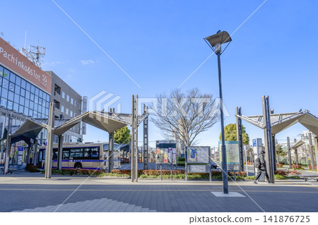 Urban landscape of Midori Ward, Yokohama City: Bus rotary in front of Tokaichiba Station Urban landscape of Midori Ward, Yokohama City: Bus rotary in front of Tokaichiba Station 141876725