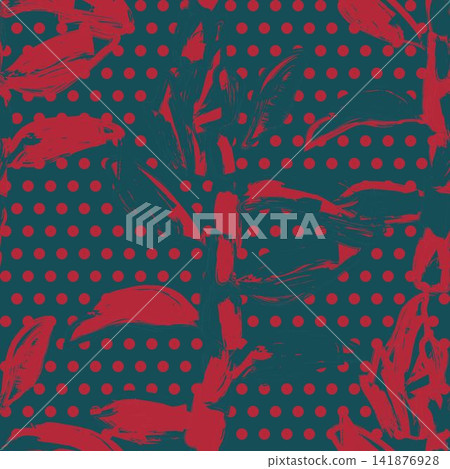 Red Floral dotted Seamless Pattern Design Red Floral dotted Seamless Pattern Design 141876928