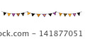 Halloween garland with orange, purple, and black flag decorations 141877051