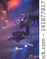 Professional TV broadcast camera on crane at live concert stage with copy space 141877817