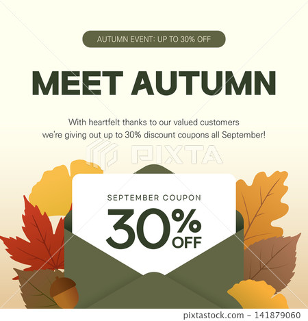 Autumn Sale Discount Coupon Banner Template with Envelope and Fall Leaves Illustration Autumn Sale Discount Coupon Banner Template with Envelope and Fall Leaves Illustration 141879060