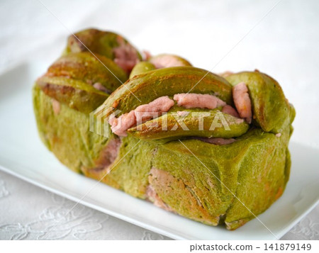 Matcha & Cherry Blossom Bean Paste Bread Matcha & Cherry Blossom Bean Paste Bread 141879149