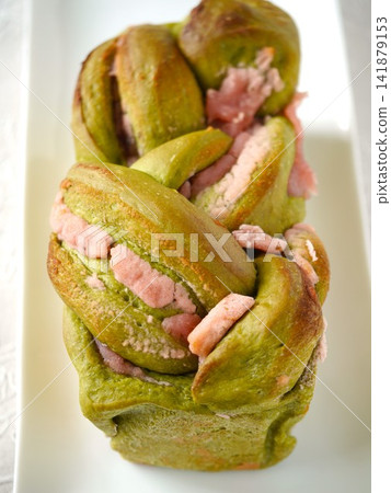 Matcha & Cherry Blossom Bean Paste Bread Matcha & Cherry Blossom Bean Paste Bread 141879153