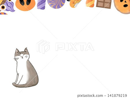 Cute Halloween cat frame Cute Halloween cat frame 141879219
