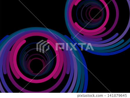 Blue pink futuristic linear circles abstract geometric background 141879645