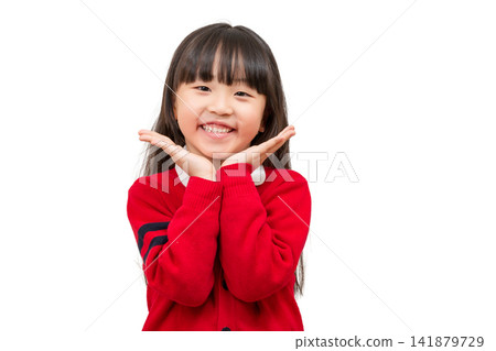 Expressive Asian little girl showing different emotions and gestures, cute child communication concept isolated on white background Expressive Asian little girl showing different emotions and gestures, cute child communication concept isolated on white background 141879729