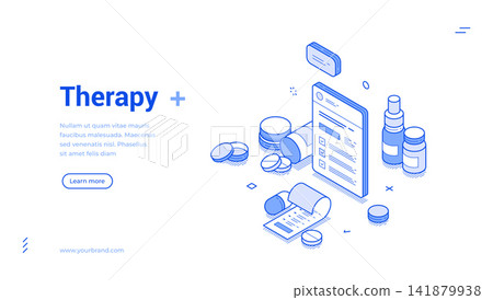 Medical Therapy And Pharmacy Isometric Banner Vector Illustration Medical Therapy And Pharmacy Isometric Banner Vector Illustration 141879938