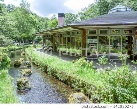 Free admission and free parking. Scenery from Sakana Park in Oshino Village, Yamanashi Prefecture. Free admission and free parking. Scenery from Sakana Park in Oshino Village, Yamanashi Prefecture. 141880275