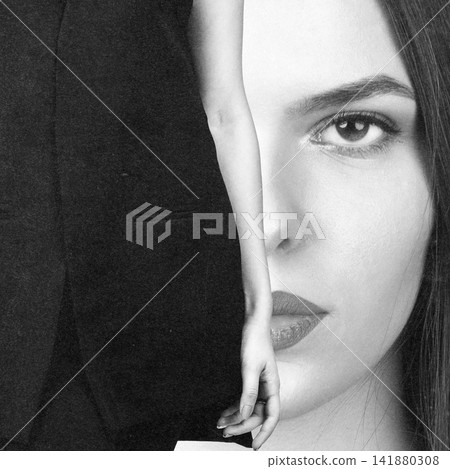 Woman portrait in surreal fashion collage artwork 141880308