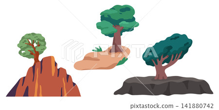 Mini Desert Landscape Set with Trees and Rocks Wild Nature Scenery Organic Minimal Flat Vector Design Mini Desert Landscape Set with Trees and Rocks Wild Nature Scenery Organic Minimal Flat Vector Design 141880742