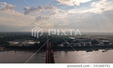 Aerial View of Hardinge Bridge Crossing the Padma River in Bangladesh Aerial View of Hardinge Bridge Crossing the Padma River in Bangladesh 141880781