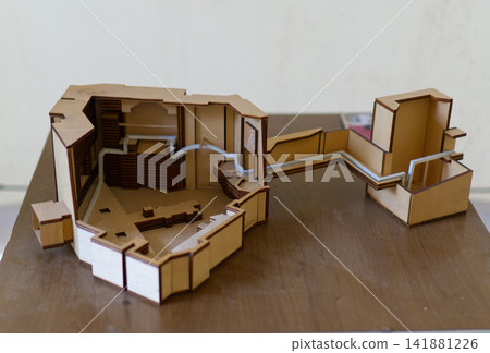Interior architectural floor plan model on a table 141881226
