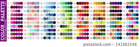 Color RGB palette of pastel and neon, balanced and warm, neutral and vibrant harmony colour swatches. Colors palette chart guide with master colours mix blend and spectrum match gradient combination Color RGB palette of pastel and neon, balanced and warm, neutral and vibrant harmony colour swatches. Colors palette chart guide with master colours mix blend and spectrum match gradient combination 141881548