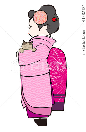 A geisha holding a cat A geisha holding a cat 141882124