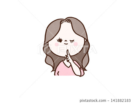 一名女子眨眼並做出「噓」的手勢(保密/私密) 一名女子眨眼並做出「噓」的手勢(保密/私密) 141882183