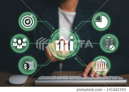 AI executive scorecard concept with business performance, revenue, profit, growth and KPI analytics for data driven management and corporate strategy. AI executive scorecard concept with business performance, revenue, profit, growth and KPI analytics for data driven management and corporate strategy. 141882393