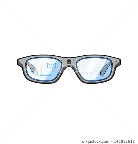 Augmented reality glasses displaying digital interface and data 141882618