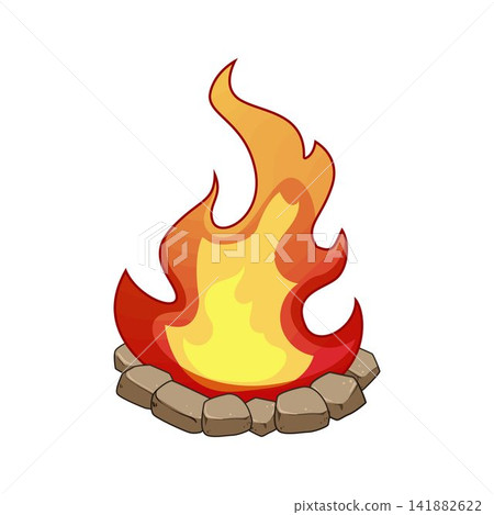 Campfire flames burning with heat and warmth Campfire flames burning with heat and warmth 141882622