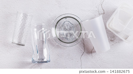 Microplastics as a public health issue, using glass instead of plastic top view web banner Microplastics as a public health issue, using glass instead of plastic top view web banner 141882675