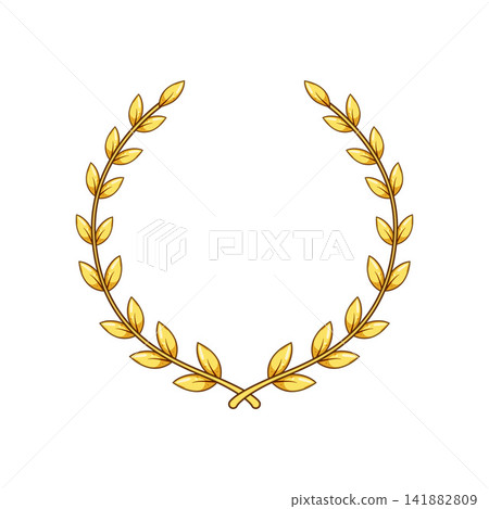 Golden laurel wreath symbolizing victory achievement excellence Golden laurel wreath symbolizing victory achievement excellence 141882809