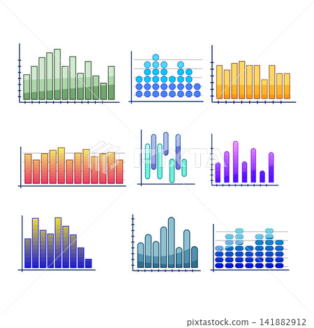 Analyzing data with various colorful infographic charts Analyzing data with various colorful infographic charts 141882912