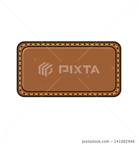 Leather label badge with stitching detail Leather label badge with stitching detail 141882946