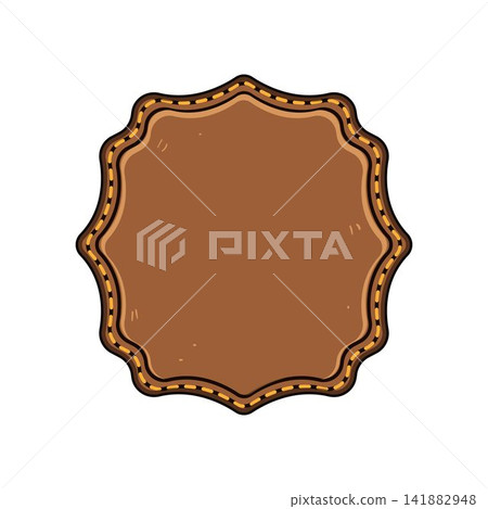 Empty leather label badge with stitching detail 141882948