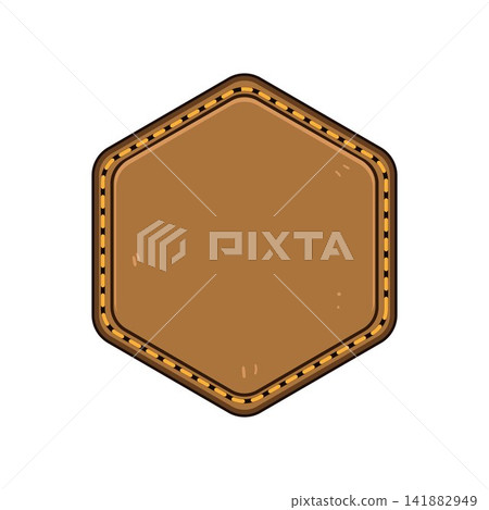 Leather blank label badge with stitched border Leather blank label badge with stitched border 141882949