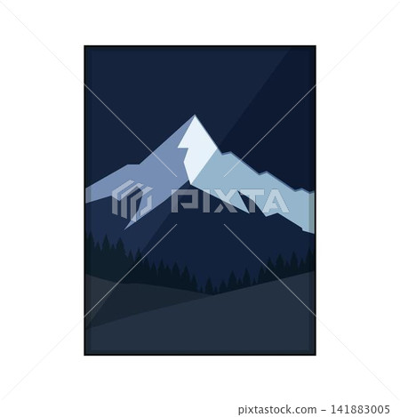 Minimalist mountain landscape illustrating adventure and nature Minimalist mountain landscape illustrating adventure and nature 141883005